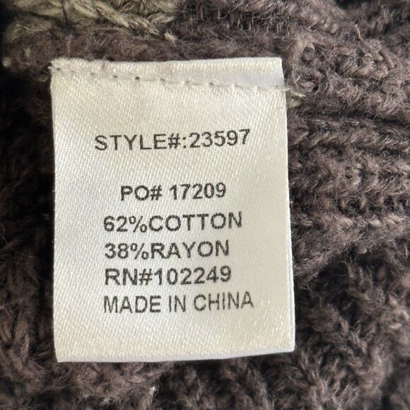 Skies Are Blue Color Block Sweater Women's Size Small Cowl Neck Green Gray Brown - Picture 7 of 8